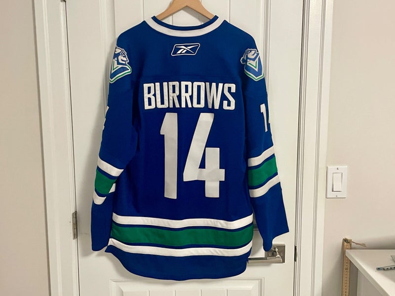 Authentic Reebok Vancouver Canucks Alex Burrows Stick In Rink Blue Jersey Large