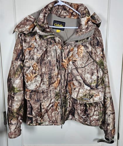 Cabelas Dry Plus Silent Suede Camo Insulated Waterproof Jacket Size: L Hunting