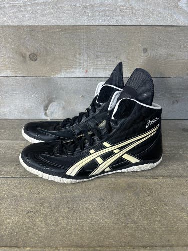 Asics Fuerte Wrestling Shoes Mens Size 13 Black White JY503 Leather