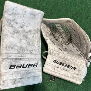 White Intermediate Bauer GSX Goalie Glove & Blocker Set Regular (Used)