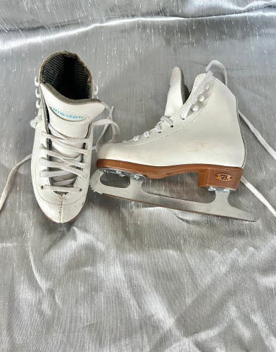 Riedell figure ice skates white kid's 11 1/2YTH Made in USA