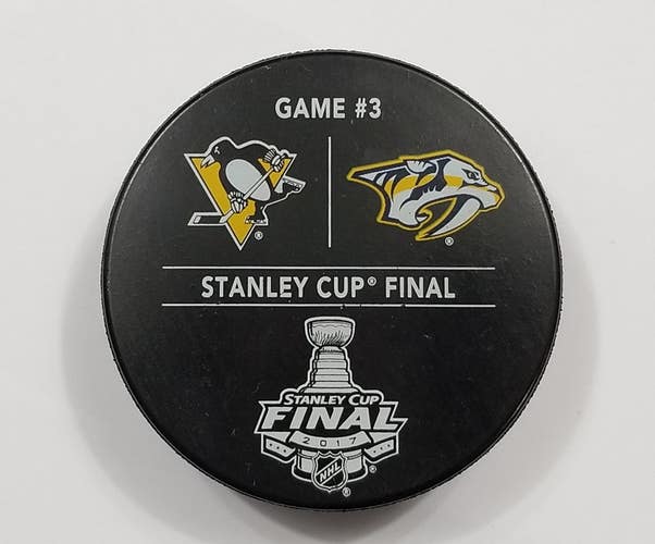 6-3-17 Pittsburgh Penguins @ Nashville Predators Cup Finals Game 3 Warm-Up Puck