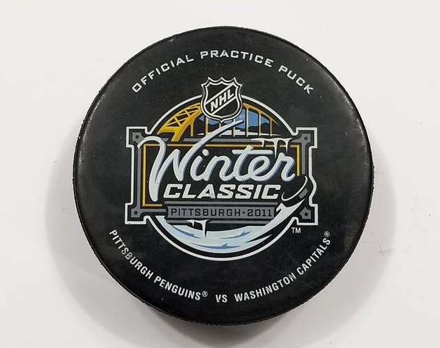 2011 Winter Classic Pittsburgh Penguins vs Capitals Practice USED Hockey Puck