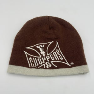 Vintage West Coast Choppers Hat Cap Beanie Knit Skullcap Biker Brown