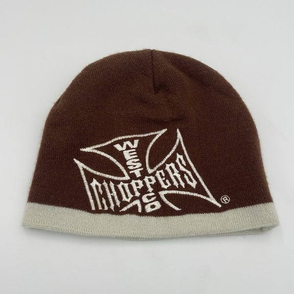 Vintage West Coast Choppers Hat Cap Beanie Knit Skullcap Biker Brown