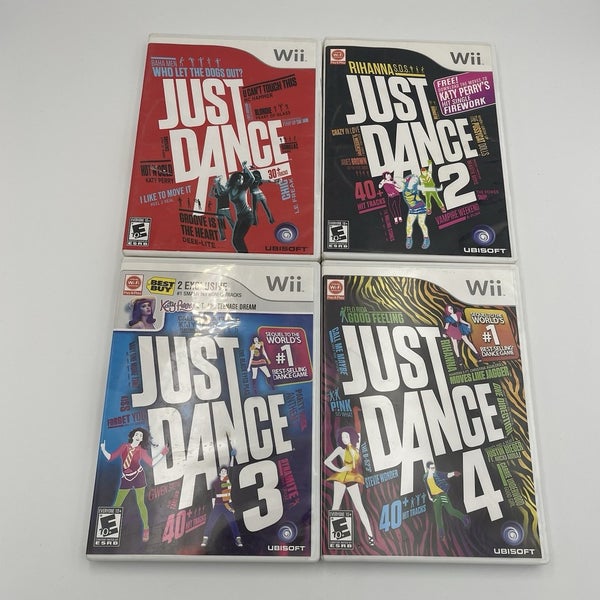 Nintendo Wii Just Dance Video Game Bundle - 1 2 3 4 Tested Working
