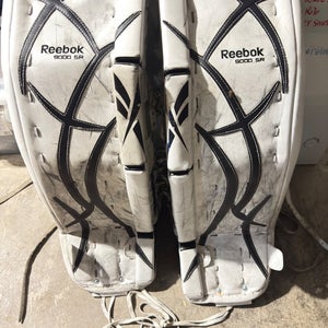 White Used Senior 33" Reebok 9000 Goalie Leg Pads