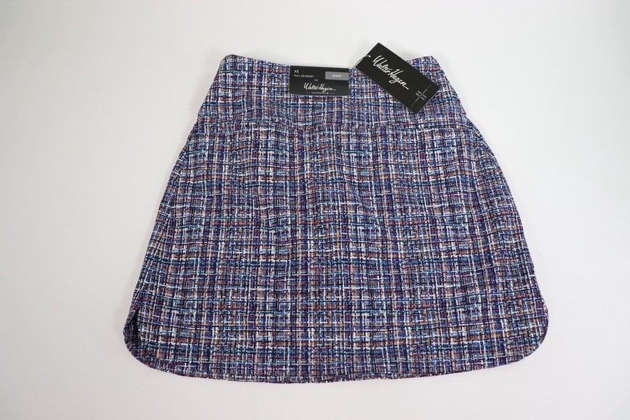 Walter Hagen Golf Skort Shorts 17" Sculpt Tweed Mid Blue Multi Pull On -XS