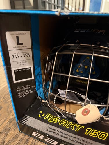 Large Bauer Re-Akt 150 Helmet with Cage - Black (Brand New)