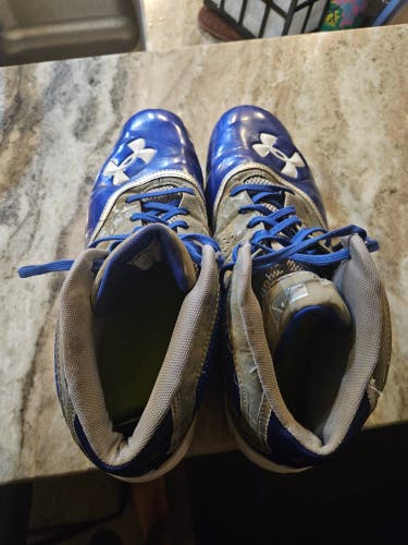 Blue Men's Size M 14.0 (W 15.0) Adult Under Armour High Top Molded Cleats (Used)