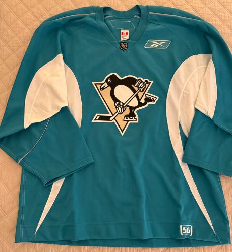 Pittsburgh Penguins Pro Stock Teal Size 56 Men's Reebok Practice Jersey (New)