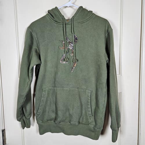 Browning Hoodie Mens M Green Camo Lined Pullover Sweatshirt Hunting Outdoors