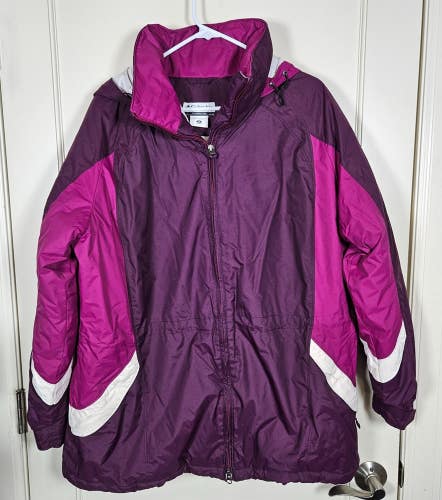Columbia Omni-Tech Winter Jacket Womens Size: 2X Hooded Full Zip Coat Purple