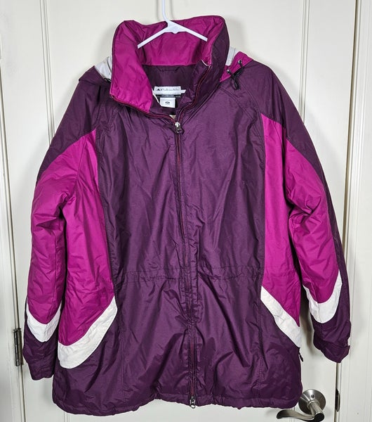 Columbia Omni-Tech Winter Jacket Womens Size: 2X Hooded Full Zip Coat Purple