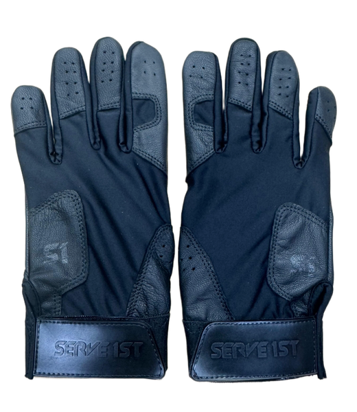 Serve 1st Pro Performance Batting Gloves - Black/Black