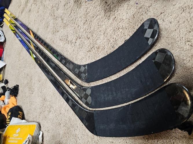 3x PACK BROADWAY Penguins Game Used Sticks Bauer Mach Tracer PRO 95 flex LH
