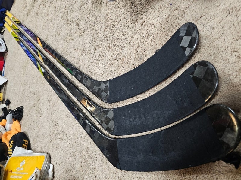 3x PACK BROADWAY Penguins Game Used Sticks Bauer Mach Tracer PRO 95 flex LH