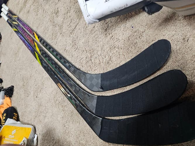 3x PACK PETTERSSON Penguins Game Used Sticks Bauer Mach Tracer PRO 95 flex LH