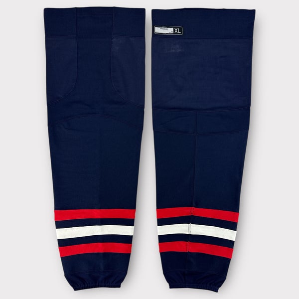 Pro Stock New Reebok Large, XL, XL+ Syracuse Crunch Blue Jackets Navy Hockey Socks