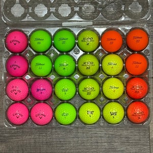 24 Colored Golf Balls - Assorted Brands (Titleist, Callaway, Vice), 5A Mint