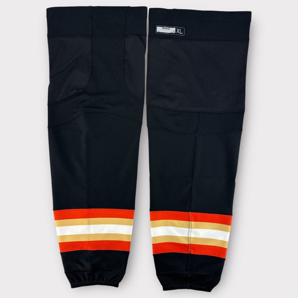 Pro Stock New Reebok Large, XL, XL+ Syracuse Crunch Ducks Black Hockey Socks