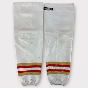 Pro Stock Used Reebok Large, XL, XL+ Syracuse Crunch Ducks White Hockey Socks