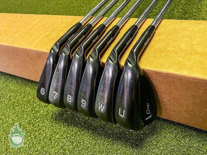 Used RH Ping Green Dot G710 Irons 6-PW/UW AWT 2.0 Regular Flex Steel Golf Set