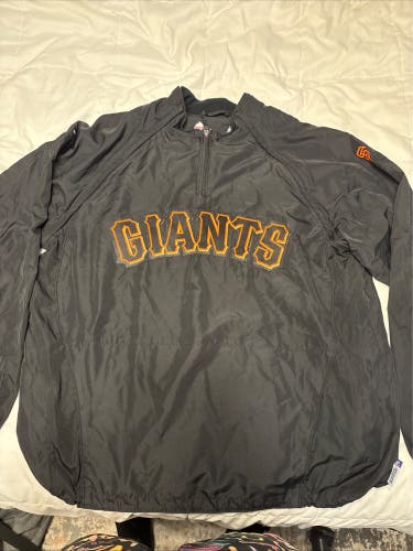 San Francisco Giants Black Majestic Jacket Cool Base Dugout Windbreaker Mens XL