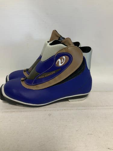 Used Salomon V4 Womens SNS XC Ski Boots Navy Blue W 06.5-07 / JR 4.5-05 11823-S000034438