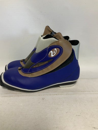 Used Salomon V4 Womens SNS XC Ski Boots Navy Blue W 06.5-07 / JR 4.5-05 11823-S000034438