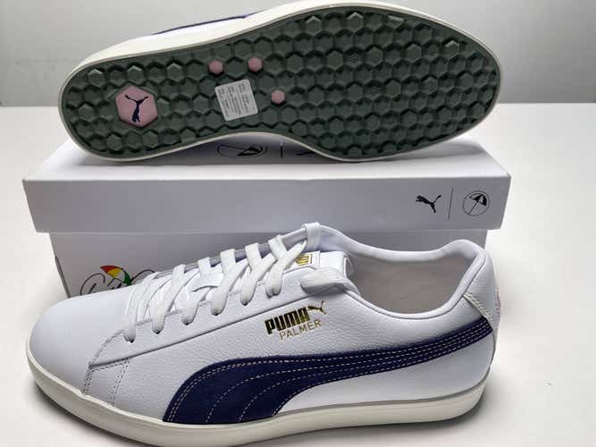 Puma X Arnold Palmer Fusion Classic Golf Shoes White Men's SZ 9.5 (309793 01)