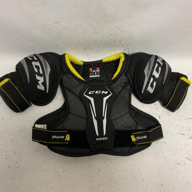 Used CCM TACKS 9550 Junior Shoulder Pads Black And Yellow MD 11855-S000191175