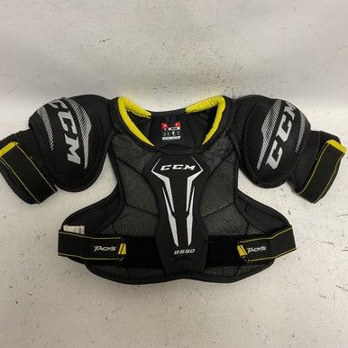 Used CCM TACKS 9550 Junior Shoulder Pads Black And Yellow MD 11855-S000191175