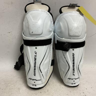 Used WinnWell AMP 500 Youth Shin Guards White And Black 9" 11855-S000191178