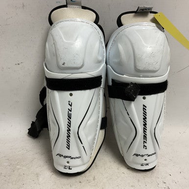 Used WinnWell AMP 500 Youth Shin Guards White And Black 9" 11855-S000191178
