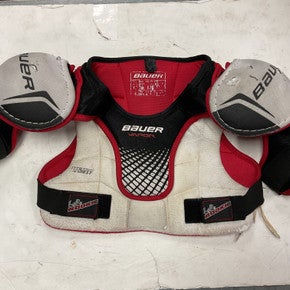 Used Bauer VAPOR LIL ROOKIE Youth Shoulder Pads White/Black/Red LG 11855-S000191349