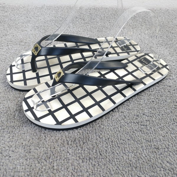Kate Spade New York Womens Size 9 Shoes Thong Flip Flop Sandals Black Check