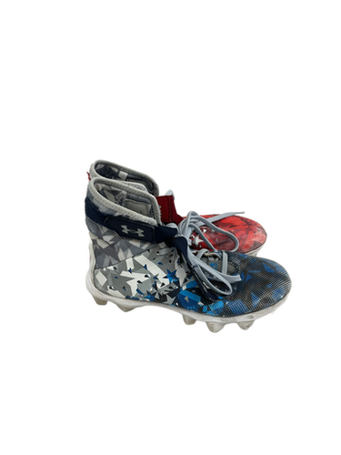 Used Under Armour HIGHLIGHT Jr FB Cleats Red And Navy Blue Junior 04.5 11692-S000139872