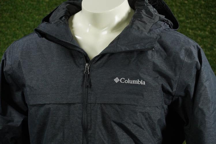 MENS LARGE COLUMBIA OMNI-TECH JACKET WATERPROOF LONG SLEEVE BLACK, VGC