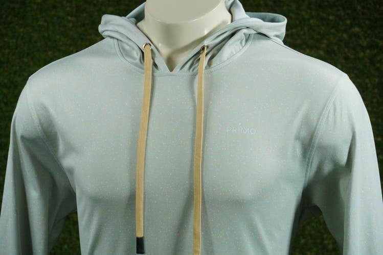 MENS LARGE PRIMO HOODIE GOLF PULLOVER LONG SLEEVE SPECKLED SAGE, VGC