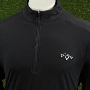 MENS LARGE CALLAWAY LIGHTWEIGHT 1/4 ZIP PULLOVER GOLF LONG SLEEVE BLACK, VGC