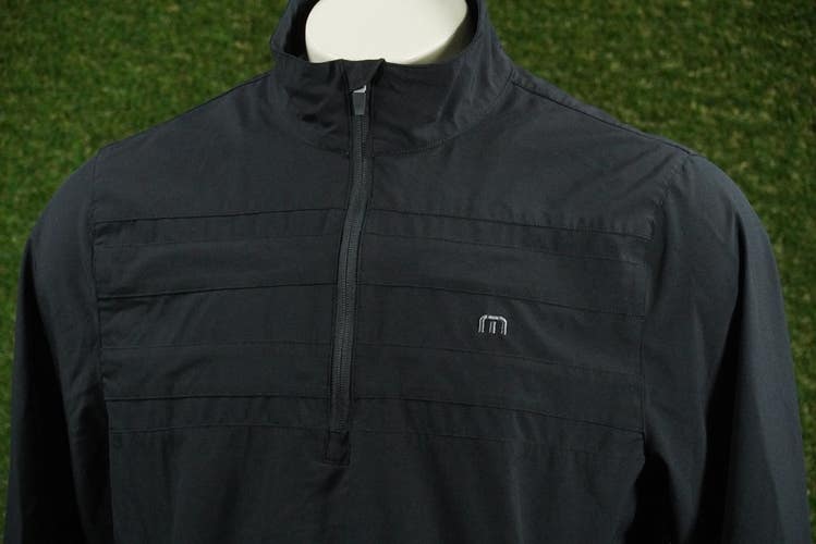 MENS LARGE TRAVIS MATTHEW PULLOVER 1/4 ZIP LONG SLEEVE BLACK, VGC