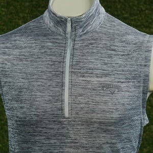 MENS MEDIUM CALLAWAY DUAL ACTION VEST GOLF PULLOVER 1/4 ZIP SLEEVELESS GRAY VGC