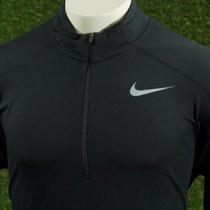MEN'S LARGE NIKE DRI-FIT ELEMENT PULLOVER RUNNING HALF ZIP LONG SLEEVE BLACK VGC