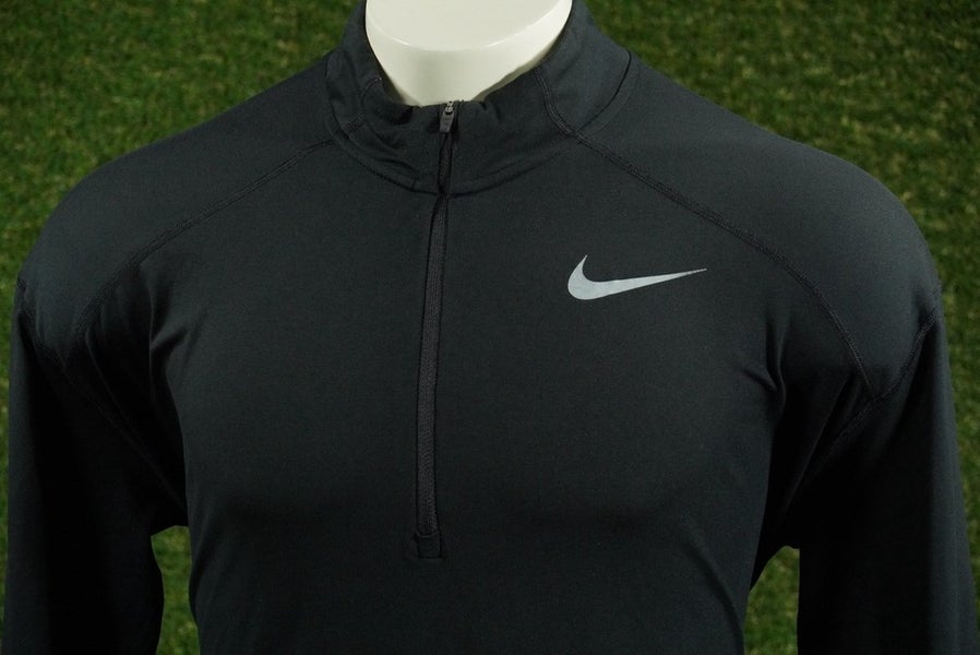 MEN'S LARGE NIKE DRI-FIT ELEMENT PULLOVER RUNNING HALF ZIP LONG SLEEVE BLACK VGC