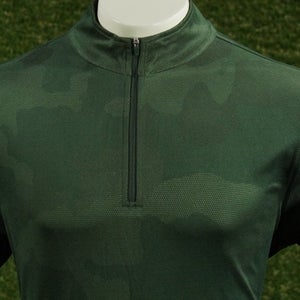 MENS MEDIUM KIRKLAND SIGNATURE PULLOVER PERFORMANCE 1/4 ZIP GREEN CAMO, VGC