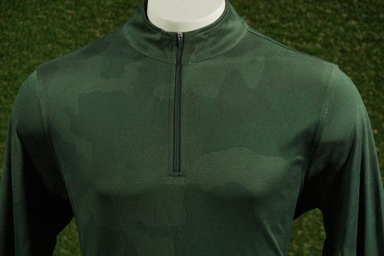 MENS MEDIUM KIRKLAND SIGNATURE PULLOVER PERFORMANCE 1/4 ZIP GREEN CAMO, VGC