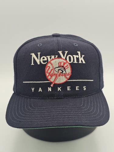 Vintage New York Yankees Split Bar 100% Wool MLB Sports Hat Cap Vtg Snapback