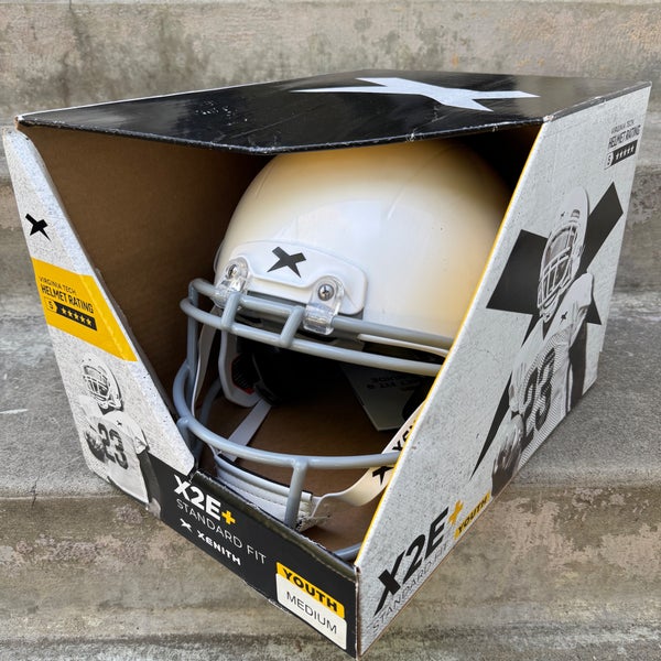 NEW Xenith X2E+ Standard Fit Youth Medium Football Helmet White Grey Face Mask 2023