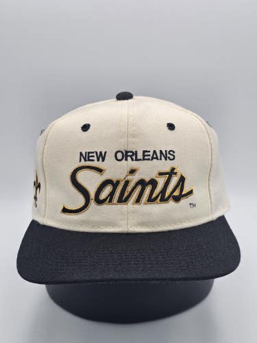 Vintage New Orleans Saints Sports Specialties Wool Blend NFL Script Hat Snapback
